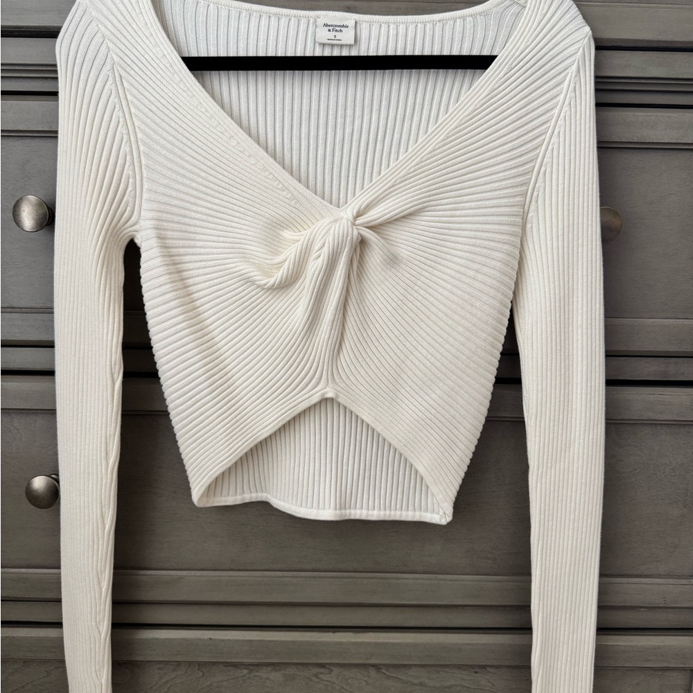 Abercrombie White Ribbed Knit Top